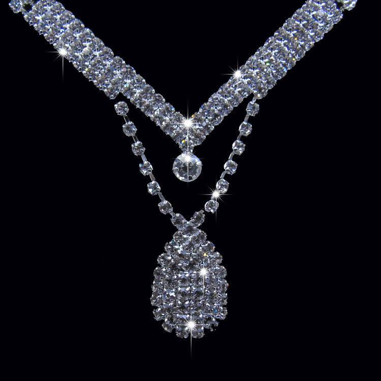 Europe & US Water Drop Bridal Necklace and Earrings Set - Elegant Wedding Jewelry - Buy Center