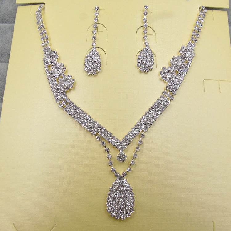 Europe & US Water Drop Bridal Necklace and Earrings Set - Elegant Wedding Jewelry - Buy Center