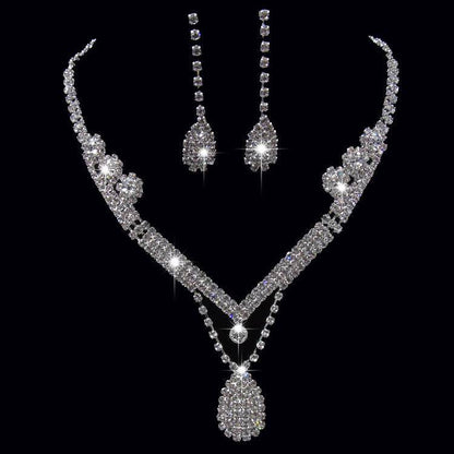 Europe & US Water Drop Bridal Necklace and Earrings Set - Elegant Wedding Jewelry - Buy Center