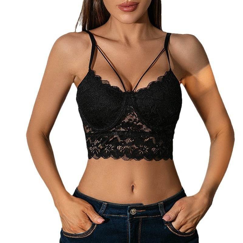 Buycenter Lace Backless Slip Top - See-Through Black Blazer for Women - Buy Center