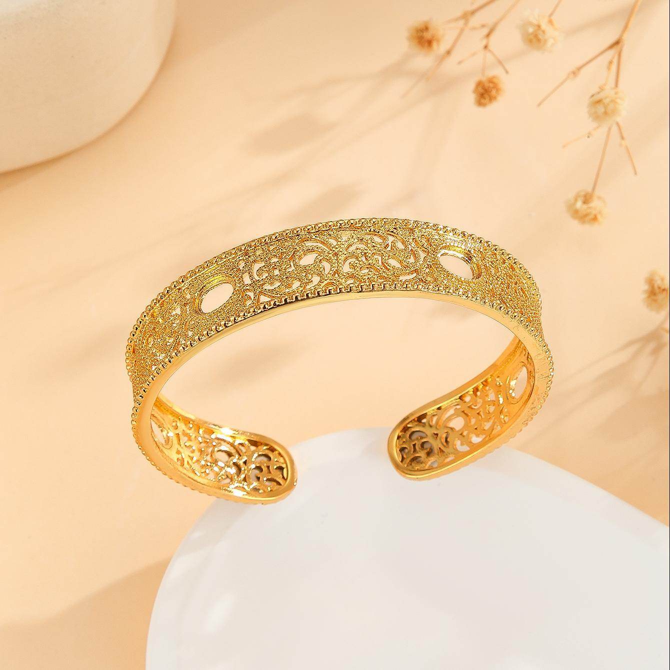 Buycenter Luxury Gold Bracelet - Hollow Lace Flower Design Jewelry - Buy Center