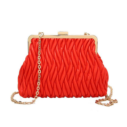 Buycenter Pleated Handbag - Chain Lock Design for Evening Outfits - Buy Center