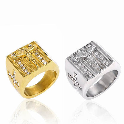 Vintage Men's Jesus Cross Ring - Retro Stainless Steel Jewelry for Him - Buy Center