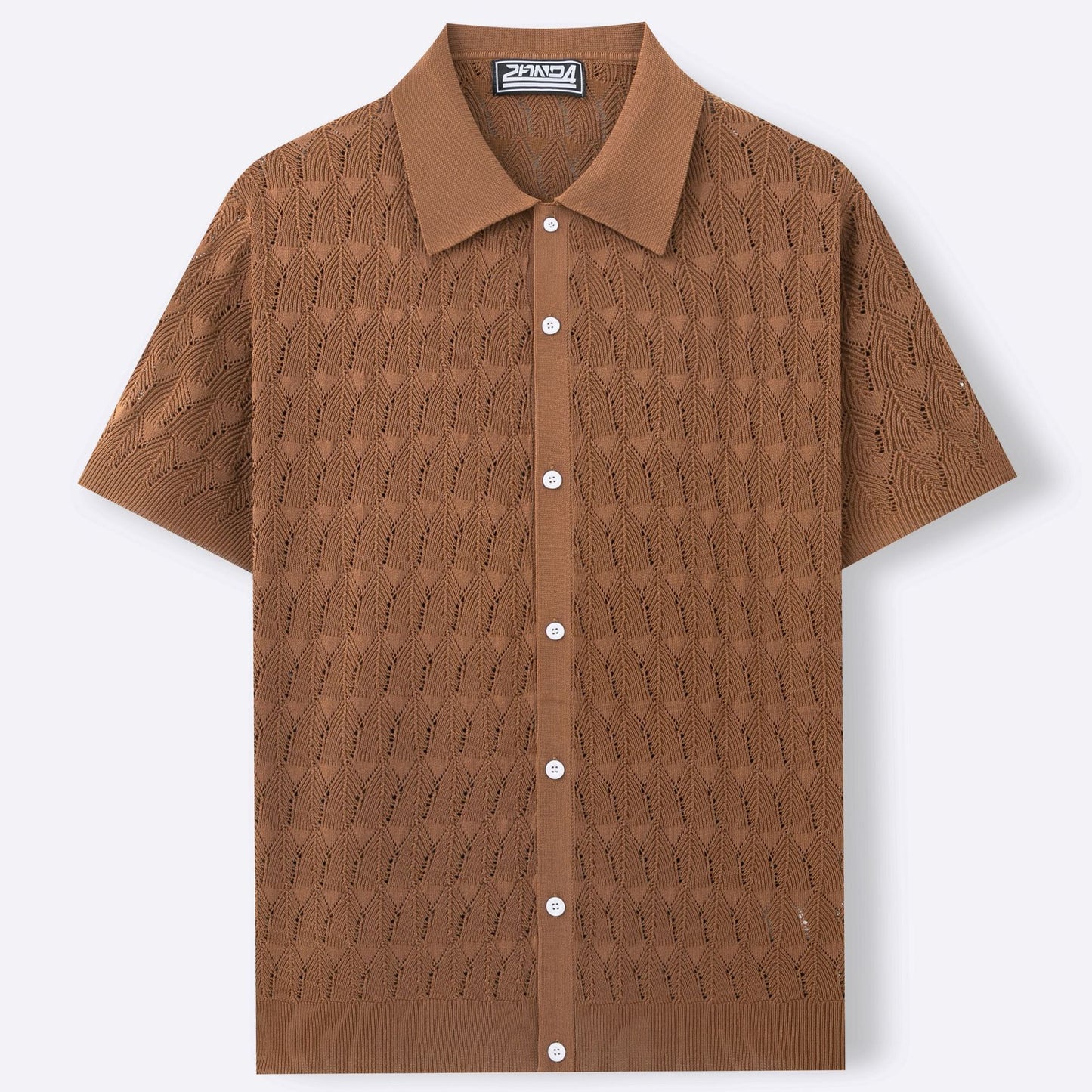 Buycenter Men's Knitwear Cardigan - Pointelle Design, Short Sleeve for Summer