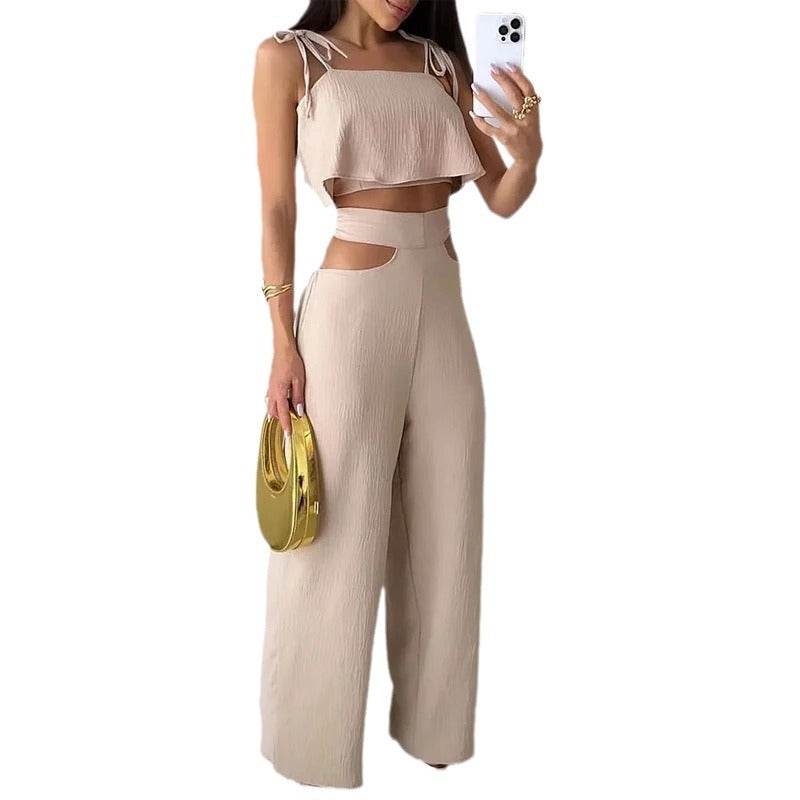 Elegant Cross-border Solid Color Sling Top Jumpsuit - Casual & Chic - Buy Center