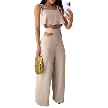 Elegant Cross-border Solid Color Sling Top Jumpsuit - Casual & Chic - Buy Center
