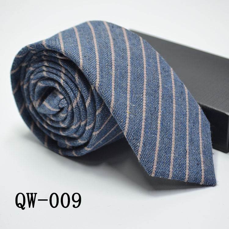 Elegant Men's Super Narrow Bow Tie - Trendy Wool-like Cotton Stripes - Buy Center