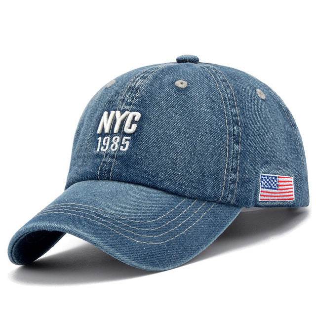 Buycenter Men's Denim Baseball Cap - Adjustable Peaked Hat for Summer - Buy Center