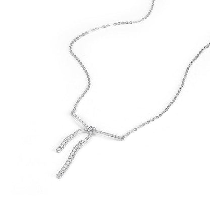 Buycenter Women's Bow Necklace - Elegant White Gold Plated Design - Buy Center