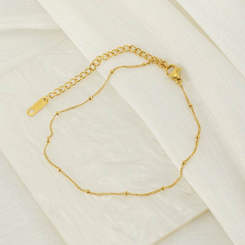 Elegant Stainless Steel Bead Anklet - Geometric Design for Women - Buy Center