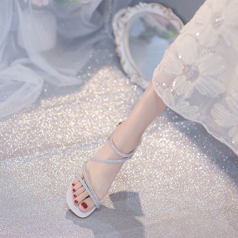 Women's Chunky Heel Sandals - Stylish Ankle Buckle Design in Beige & Gold - Buy Center