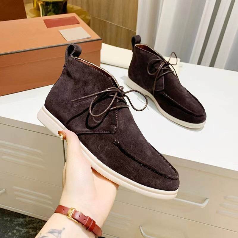 Men's Ankle Lace-up Flat Pumps - Stylish Mid-top Casual Boots 2025 - Buy Center