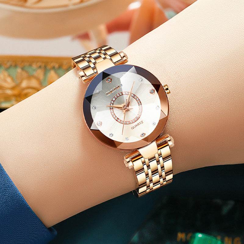 Waterproof Polygonal Women's Watch - Stylish Stainless Steel Strap & Quartz - Buy Center