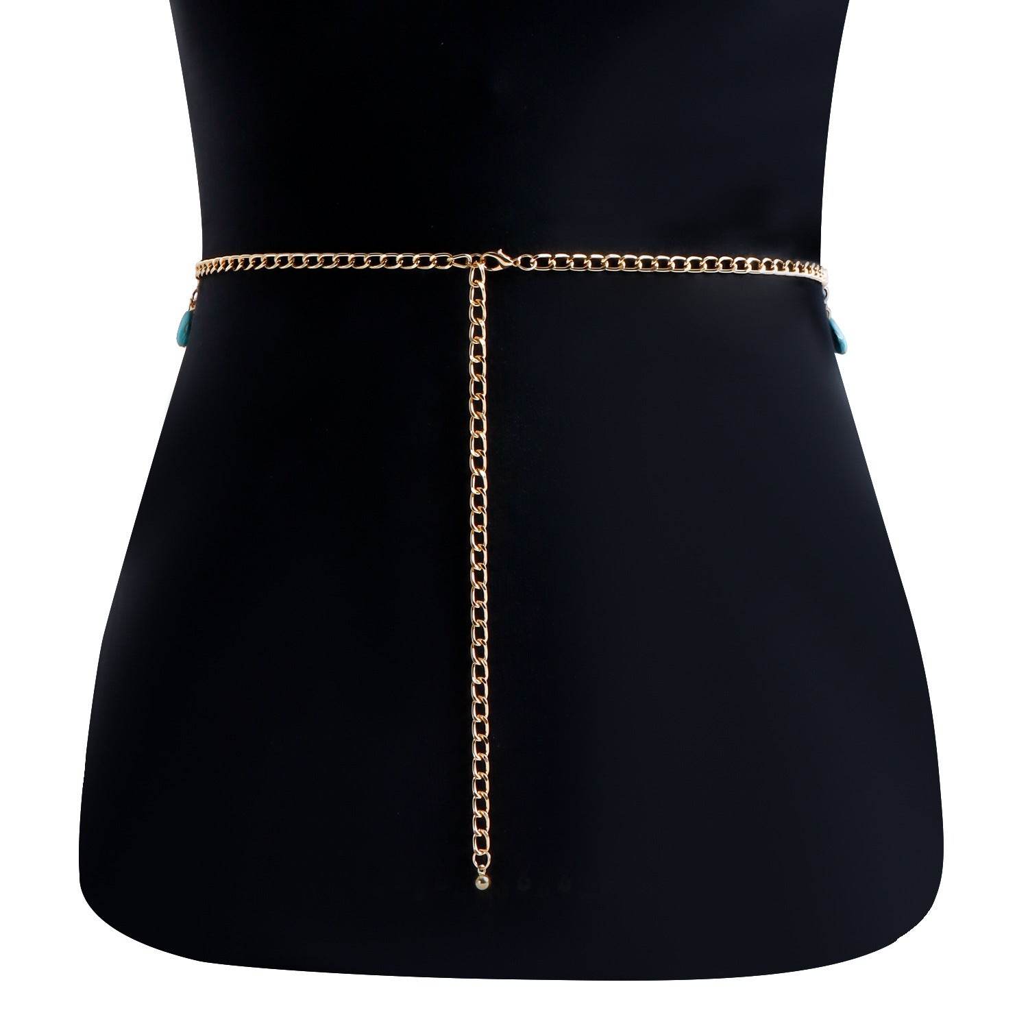 Classic Retro Turquoise Waist Belly Chain - Stylish Summer Body Jewelry - Buy Center