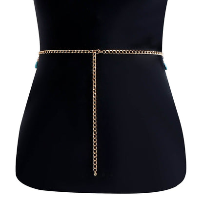 Classic Retro Turquoise Waist Belly Chain - Stylish Summer Body Jewelry - Buy Center