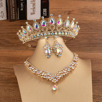 Elegant Bridal Crown with Matching Jewelry - Alloy Diamond Headdress - Buy Center