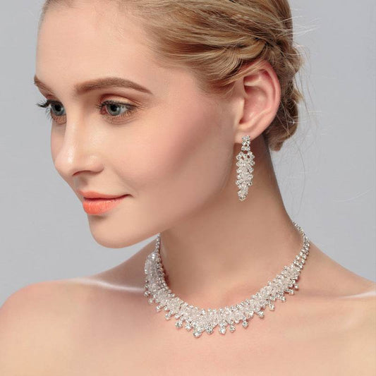 Elegant Wedding Jewelry Set - Silver Alloy Necklace & Earring Duo - Buy Center