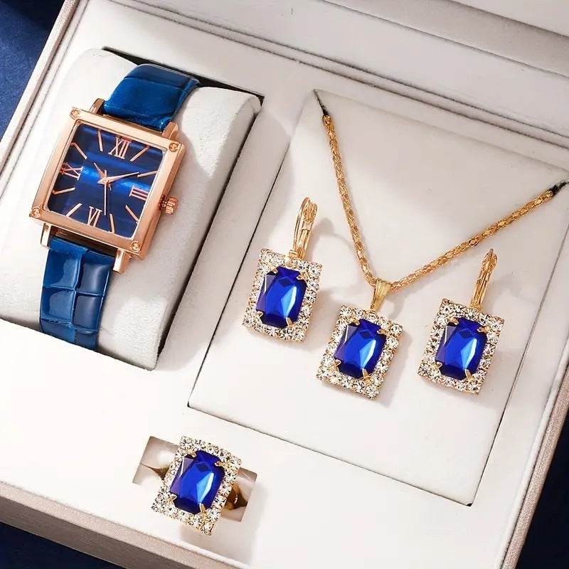 Women's Fashion Quartz Watch Set - Diamond Belt & Jewelry Accessories - Buy Center