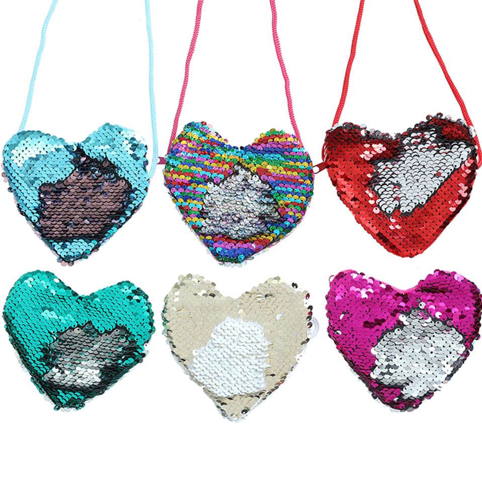 Heart-Shaped Sequined Purse Lanyard - Stylish Girls' Accessory for Gifts - Buy Center
