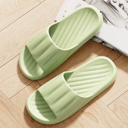 Fashion Solid Color Striped Slippers - Non-slip Thick Bottom for Couples - Buy Center