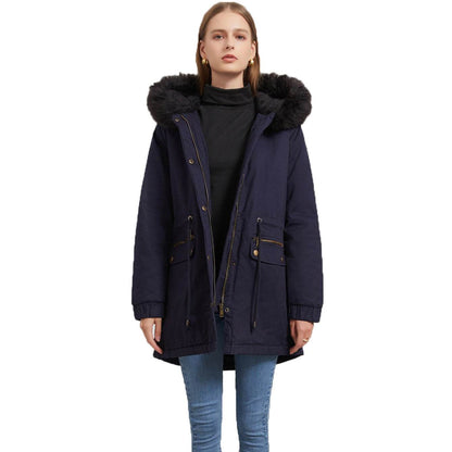 Women's Mid-Length Fur Collar Coat - Stylish Padded Jacket for Commuting - Buy Center