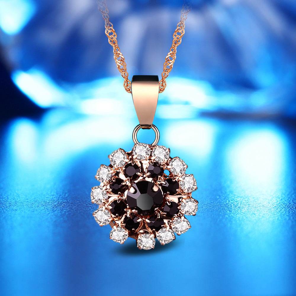 Elegant Flower Jewelry Set - Silver Necklace, Earrings, Ring & Bracelet - Buy Center