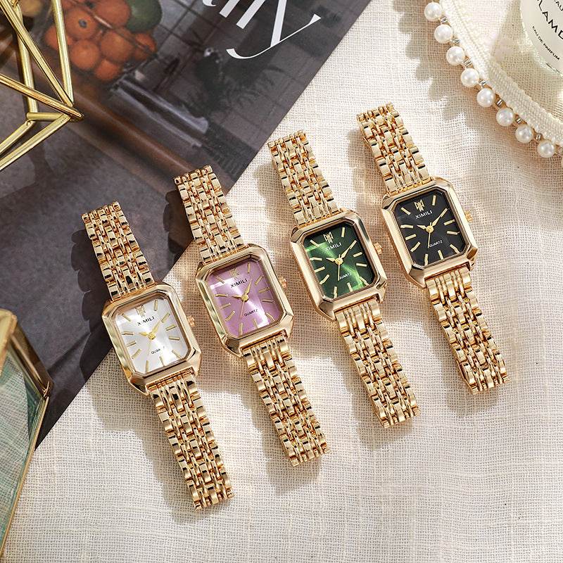 Elegant Women's Dress Watch - Square Steel Strap in Stylish Colors - Buy Center