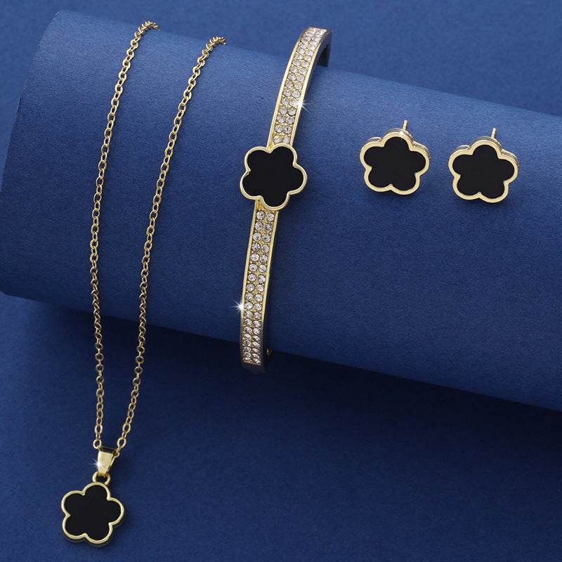 Lucky Five Petal Flower Jewelry Set - Elegant Modern Fashion Accessory - Buy Center