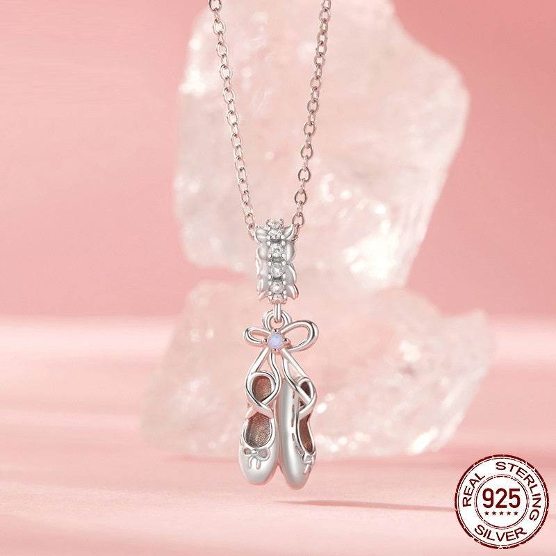 S925 Sterling Silver Ballet Shoe Pendant - Elegant Accessory for Dancers - Buy Center