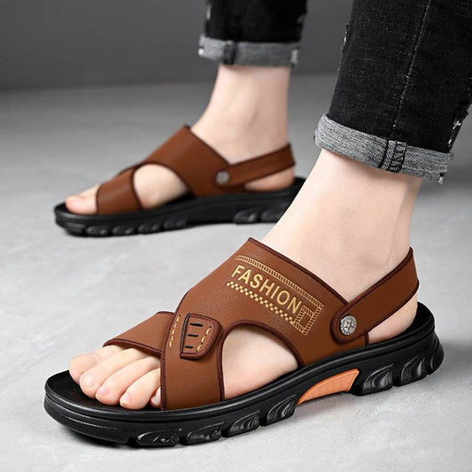 Men's Summer Cowhide Sandals - Breathable Open Toe Casual Footwear - Buy Center