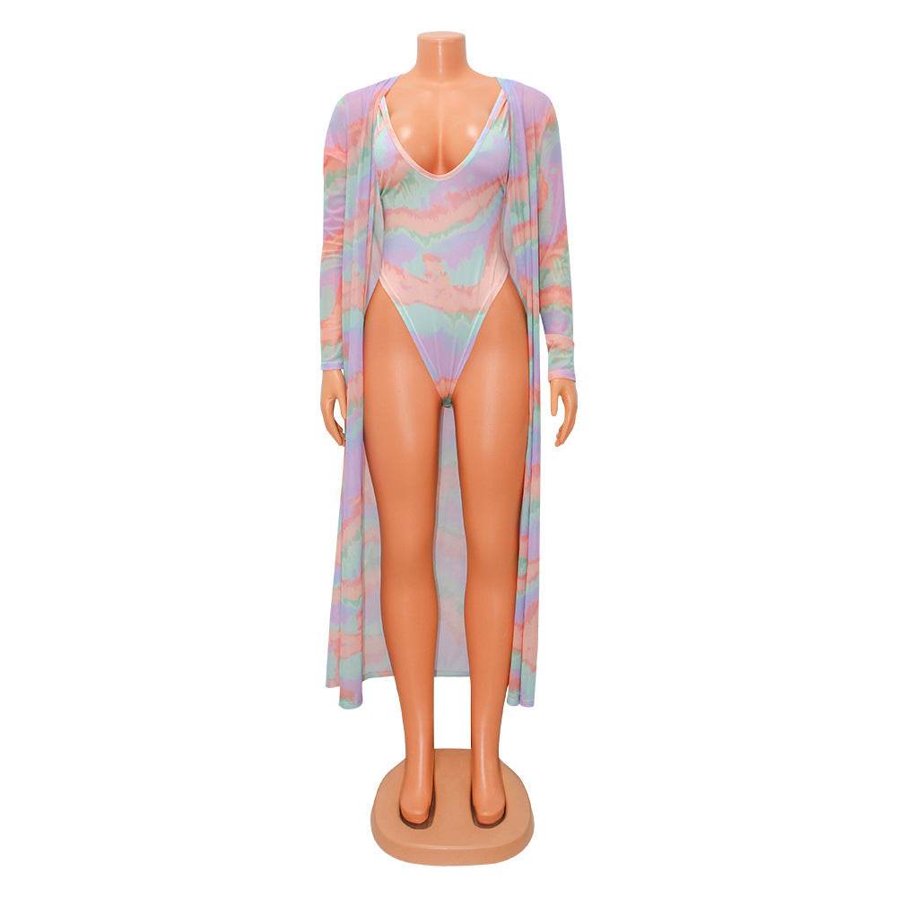 Buycenter Women's Two-Piece Long Sleeve Swimsuit Jumpsuit in Orange - Buy Center