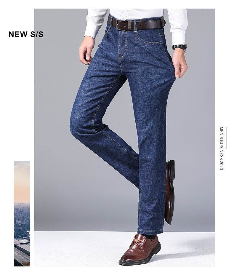 Autumn Men's Loose Straight Jeans - Mid Waist, Comfortable Fit - Buy Center