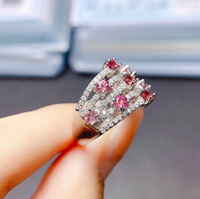 Buycenter 925 Silver Garnet Ring - Elegant Korean Style Jewelry for Women - Buy Center