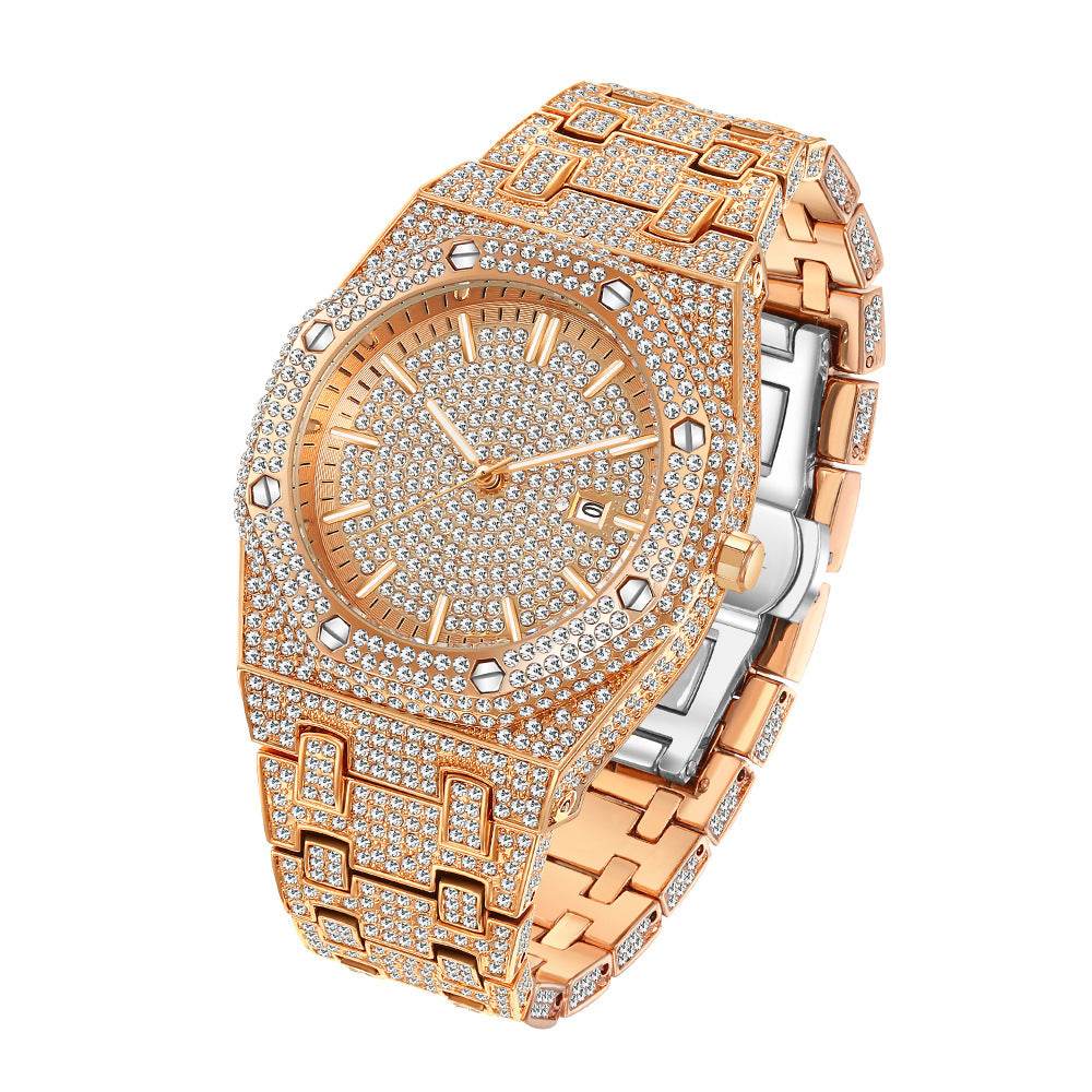 Men's Diamond Quartz Watch - Large Dial Fashion for Modern Style - Buy Center