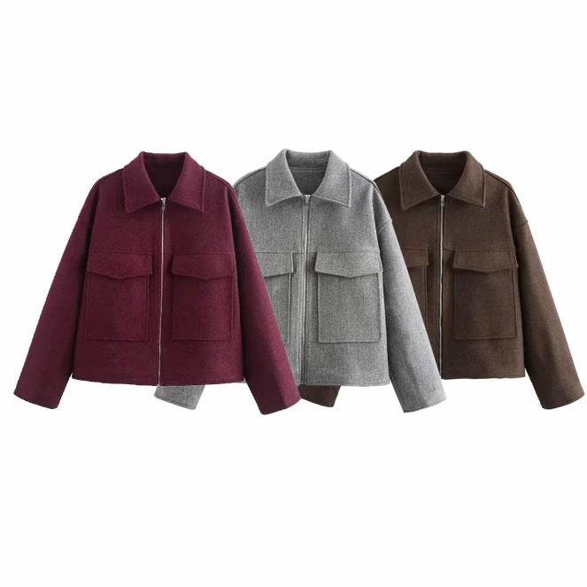 Buycenter Women's Retro Polo Collar Coat - Medium Thickness, Stylish Fit - Buy Center