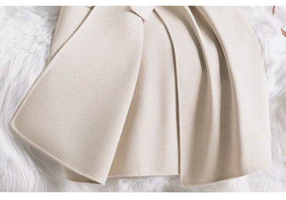 Buycenter Creamy-White Slim-Fit Woolen Coat for Women - Elegant Style - Buy Center