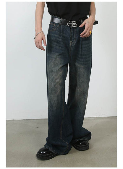 Personality Denim Men's Straight Loose Wide-Leg Pants - Casual Korean Style - Buy Center