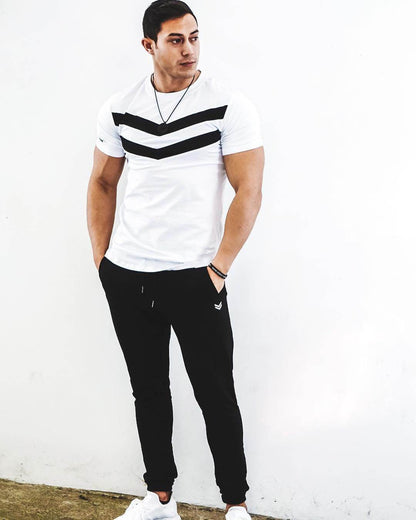 Buycenter Striped Sports Workout T-Shirt - Comfortable Cotton Fit - Buy Center