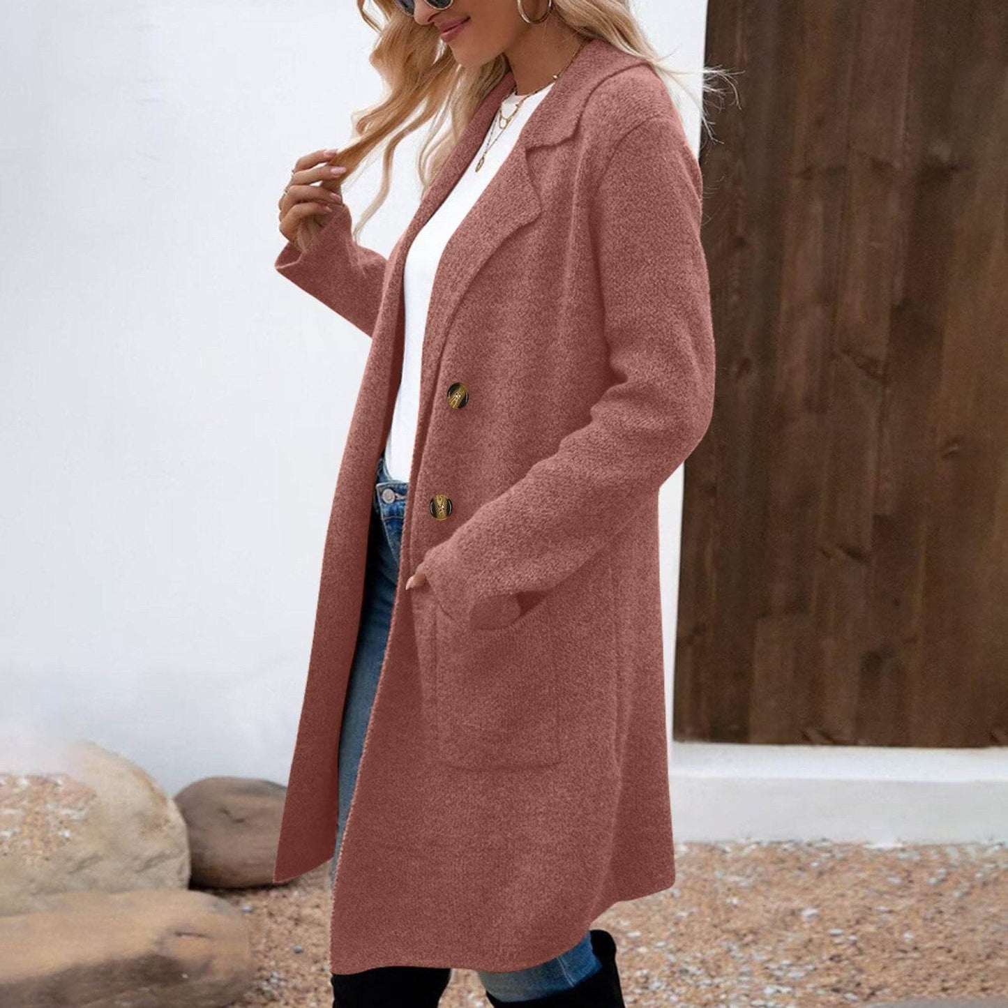 Buycenter Women's Mid-Length Woolen Coat Jacket - All-Match Fashionable Style - Buy Center