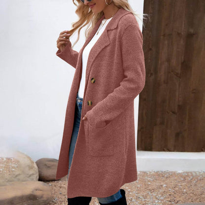 Buycenter Women's Mid-Length Woolen Coat Jacket - All-Match Fashionable Style - Buy Center
