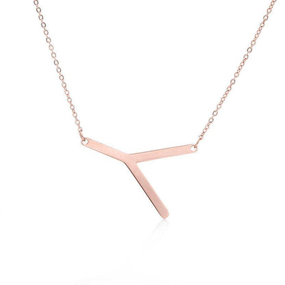 Fabulous Rose Gold Initial Letter Pendant Necklace - Premium K-Gold Design - Buy Center