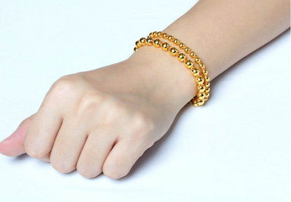 Men's Round Bead Bracelet - 24K Gold Imitation in Premium Brass Design - Buy Center