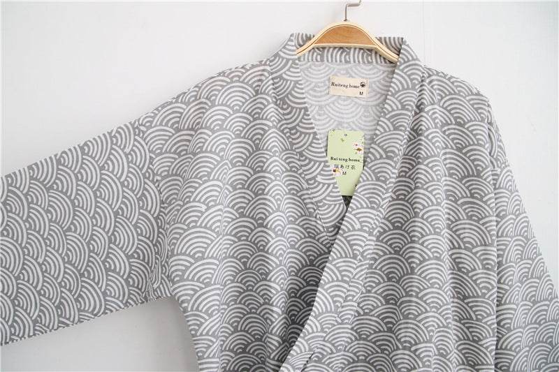 Pure Cotton Mid-Length Men's Robe - Breathable Double Gauze Comfort - Buy Center