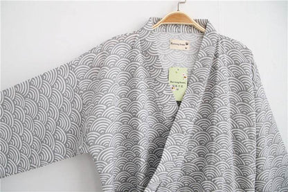 Pure Cotton Mid-Length Men's Robe - Breathable Double Gauze Comfort - Buy Center