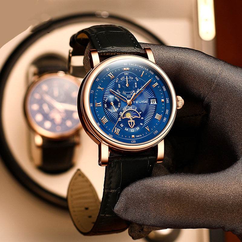 Automatic Mechanical Men's Tourbillon Watch - Premium Leather & Glass - Buy Center