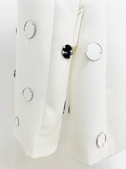 Buycenter Women's Round Mirror Beaded Suit Jacket - Stylish Cotton Trench Coat - Buy Center