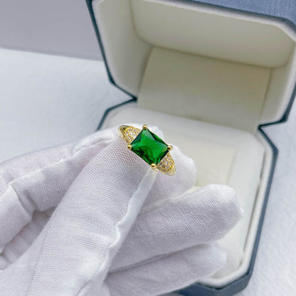 Buy Center 18K Gold Plated Emerald Ring for Women - Elegant Geometric Design - Buy Center