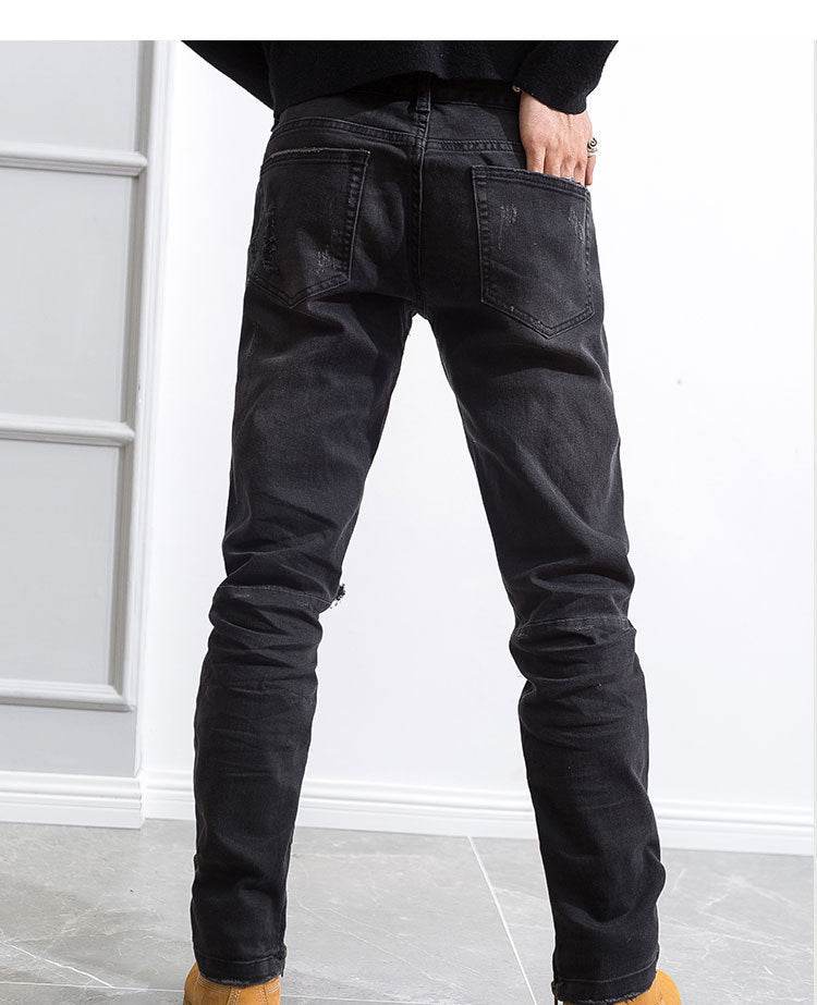 Hip Hop Trend Men's Zipper Jeans - Cotton, Mid Waist, Micro Elasticity - Buy Center