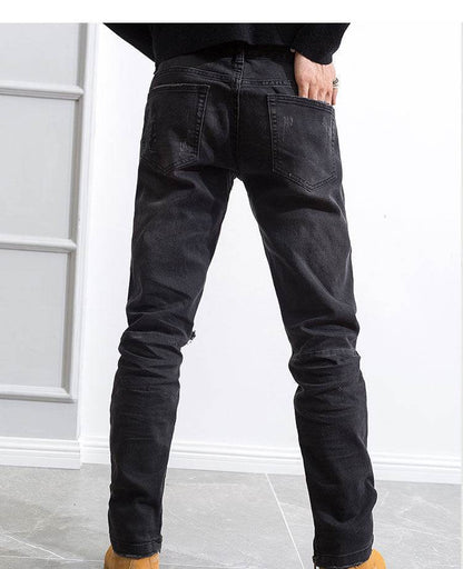 Hip Hop Trend Men's Zipper Jeans - Cotton, Mid Waist, Micro Elasticity - Buy Center