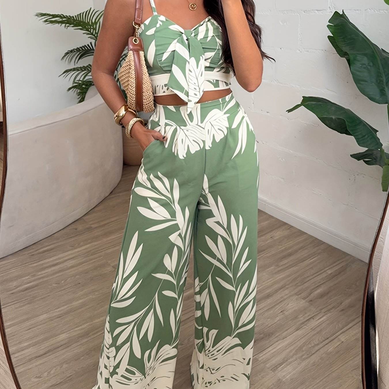 CHICME Drawstring Vest & Printed Pants Set - Casual Spring/Summer Look - Buy Center